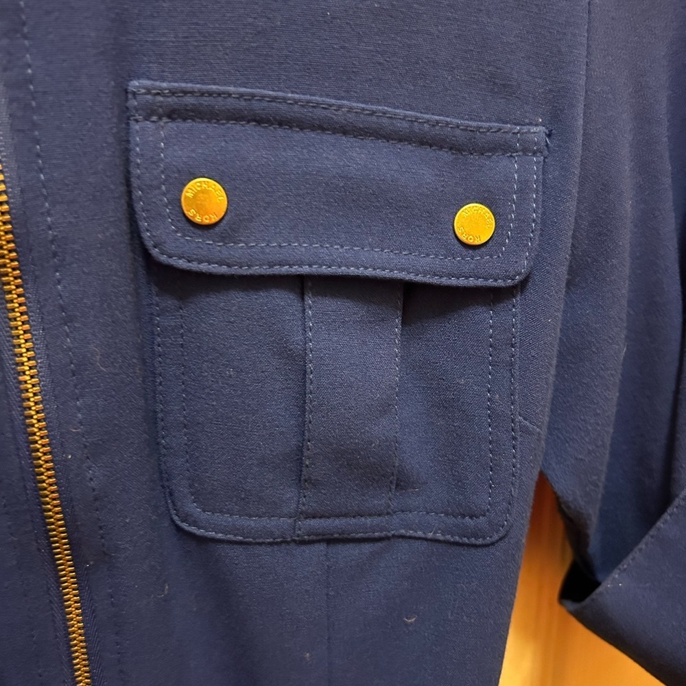Michael Kors Blue Belted Zippered Dress Sz S - Picture 7 of 14